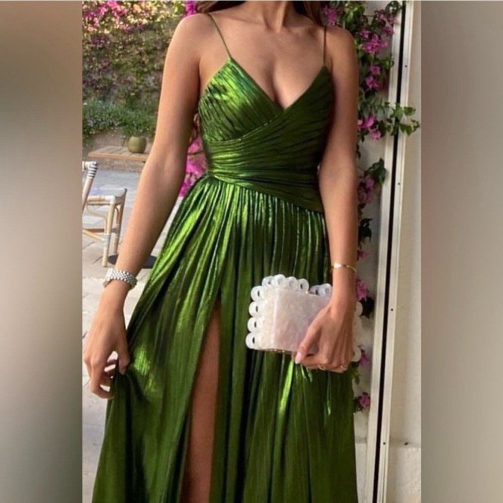 Retrofete Doss Metallic Green Maxi Formal Dress - Picture 10 of 13